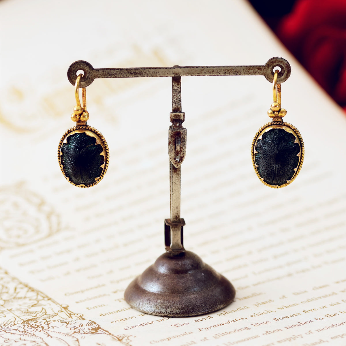 Antique Victorian Era Scarab Beetle Earrings