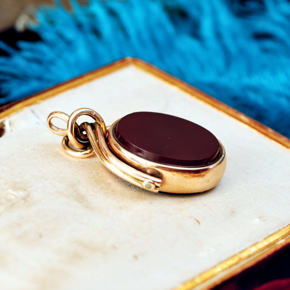 Antique Victorian Heliotrope & Carnelian Swivel Fob