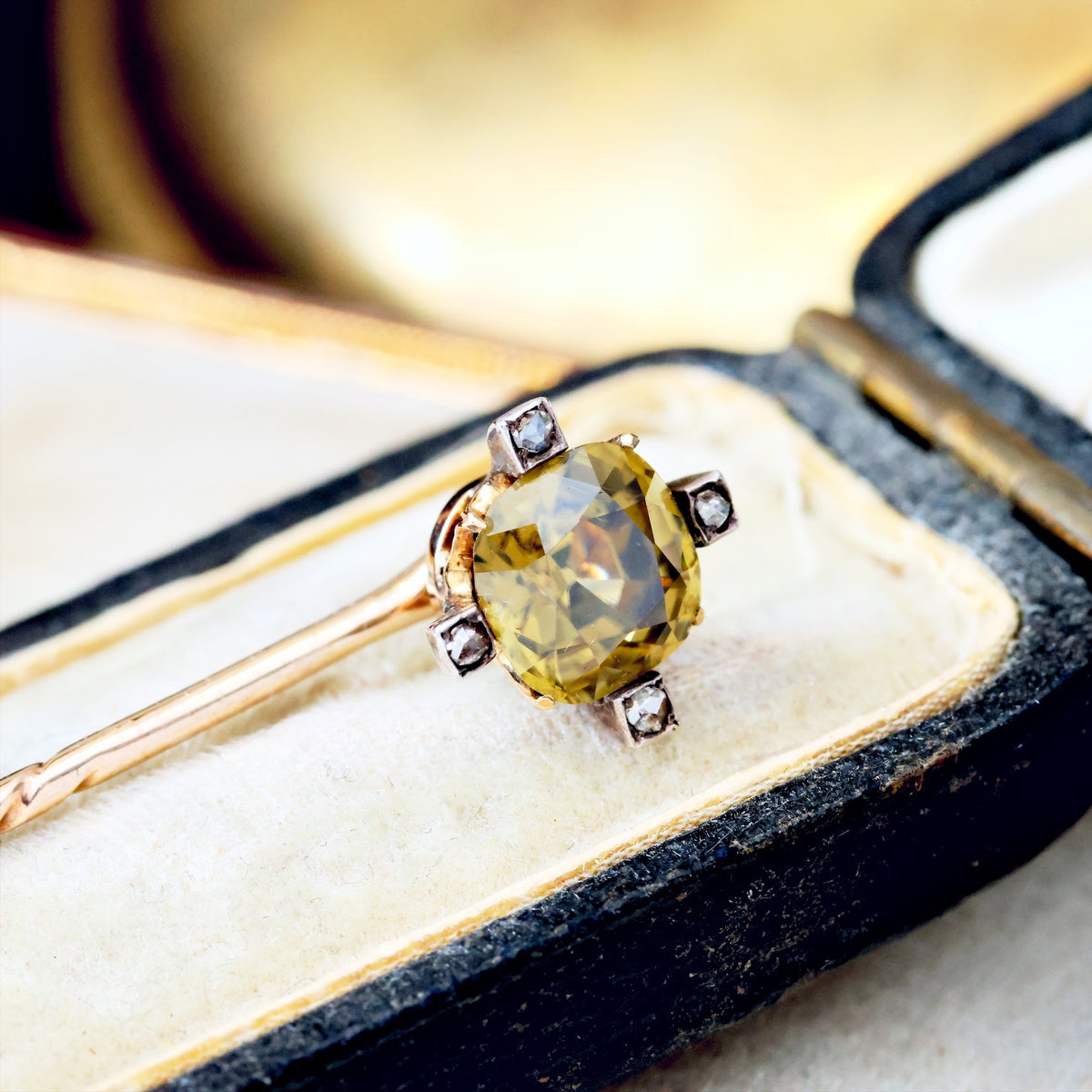 Antique Olivine & Diamond Stick Pin