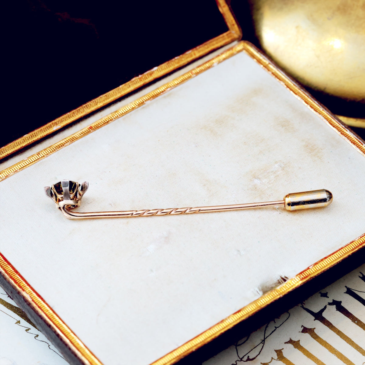 Antique Victorian Tourmaline & Diamond Stick Pin