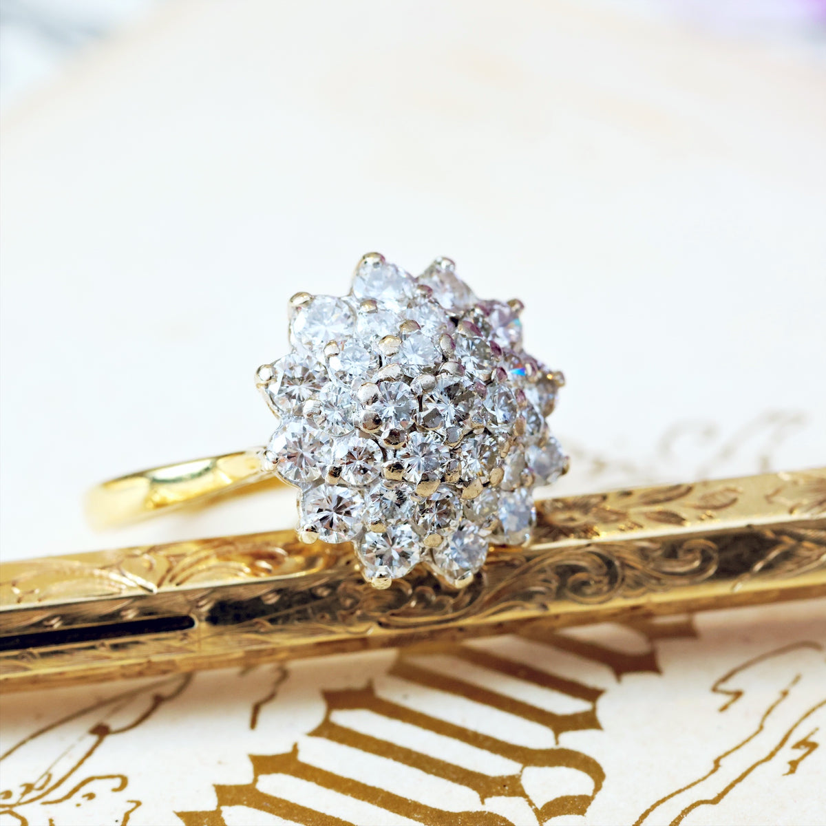 Dizzying Vintage Diamond Glitterball Cluster Cocktail Ring