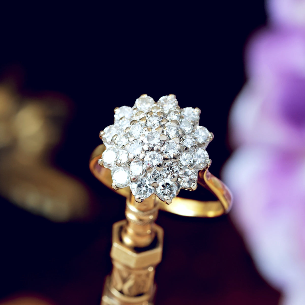 Dizzying Vintage Diamond Glitterball Cluster Cocktail Ring