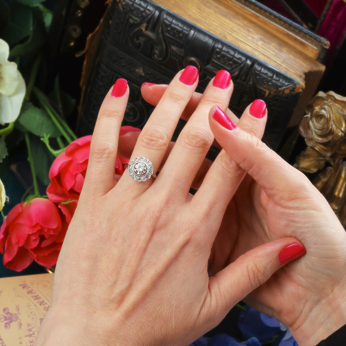 Vintage Romance! Rosette Diamond Cluster Ring