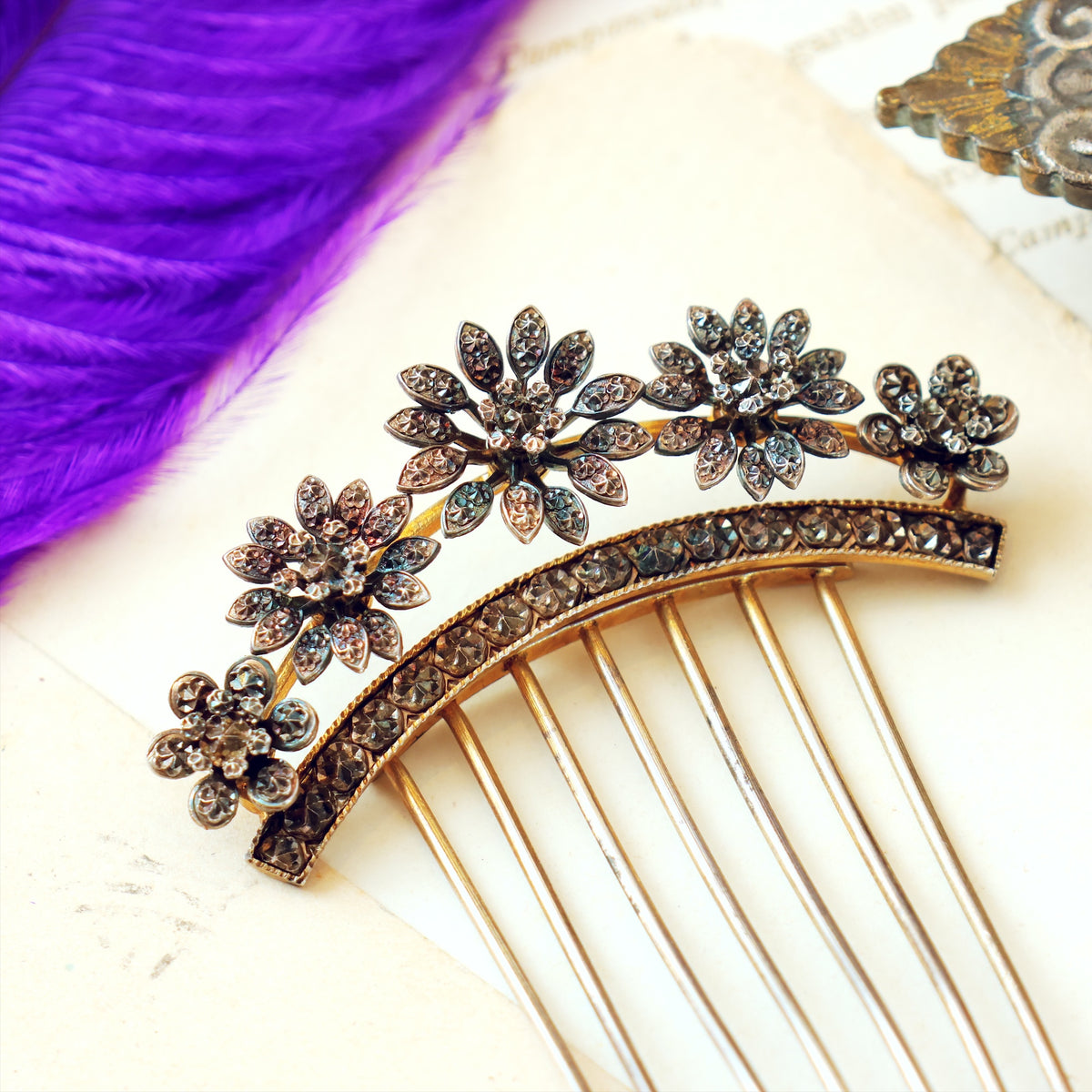 Scarce Find! Antique Victorian 'Tiara' Hair Comb