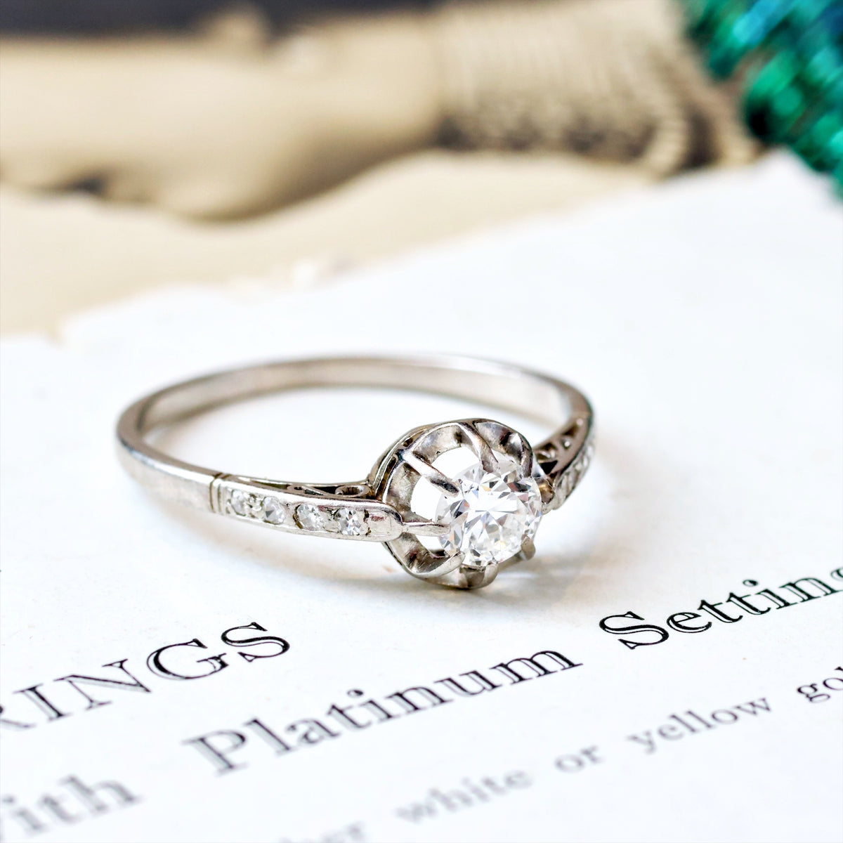 Vintage Art Deco Platinum Diamond Engagement Ring