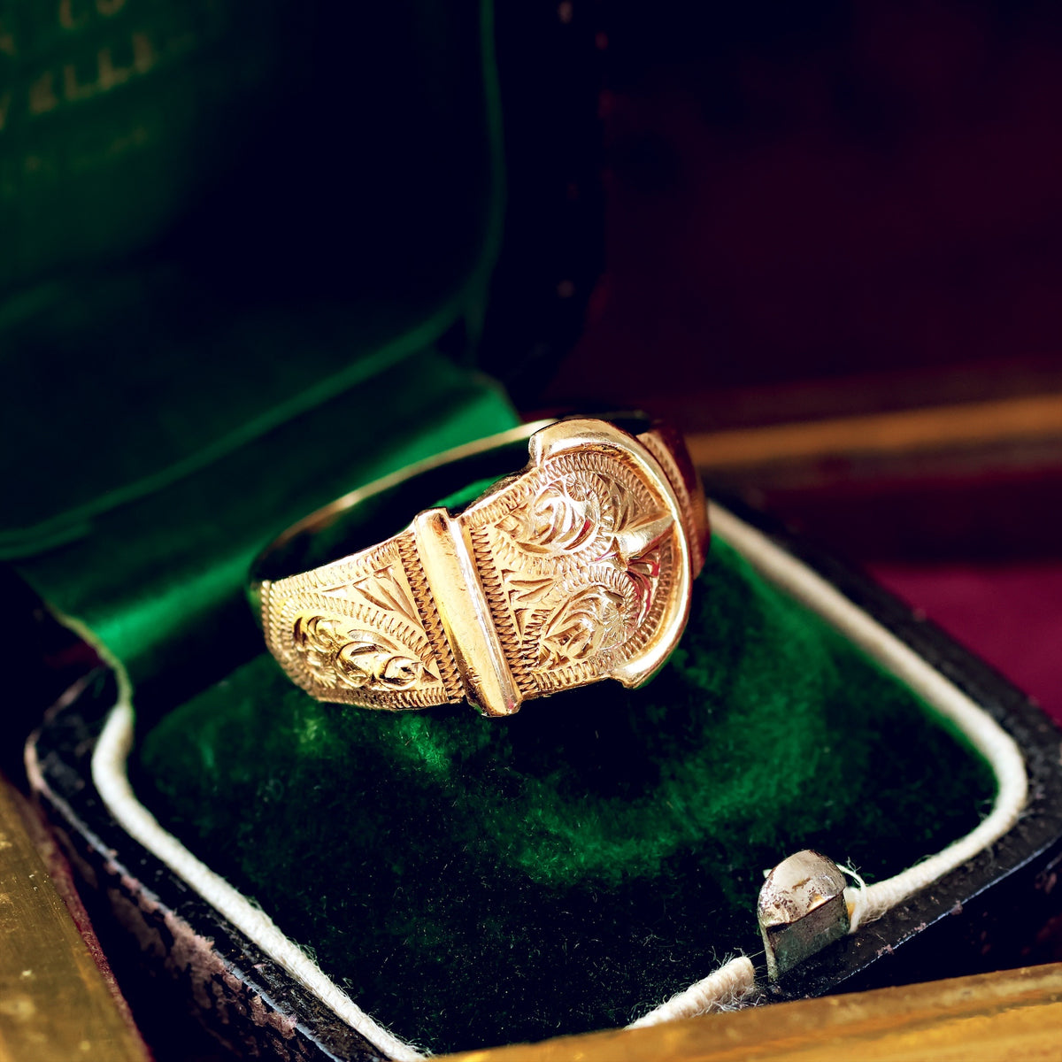 Vintage Hand Engraved Date 1966 9ct Gold Buckle Ring