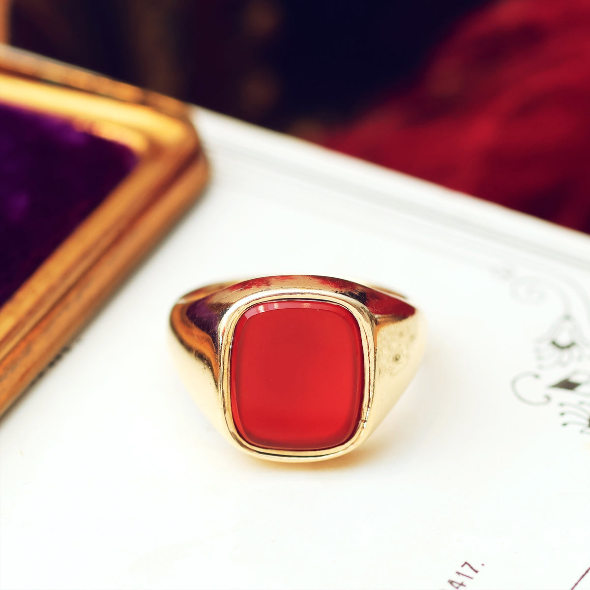 Vintage 9ct Gold Carnelian Signet Ring