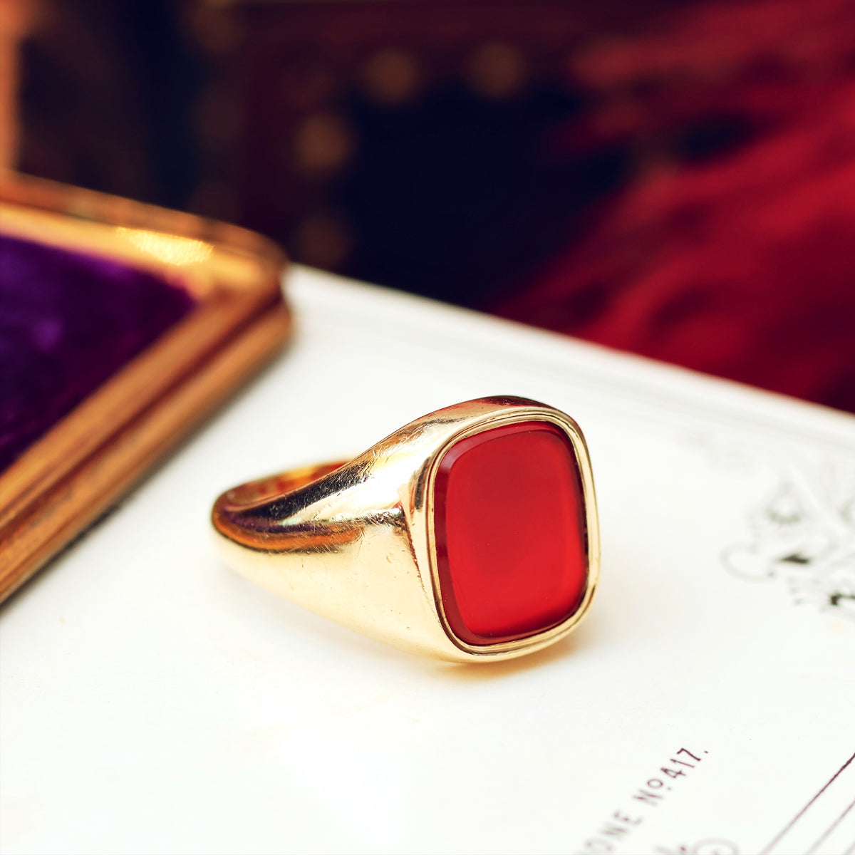 Vintage 9ct Gold Carnelian Signet Ring