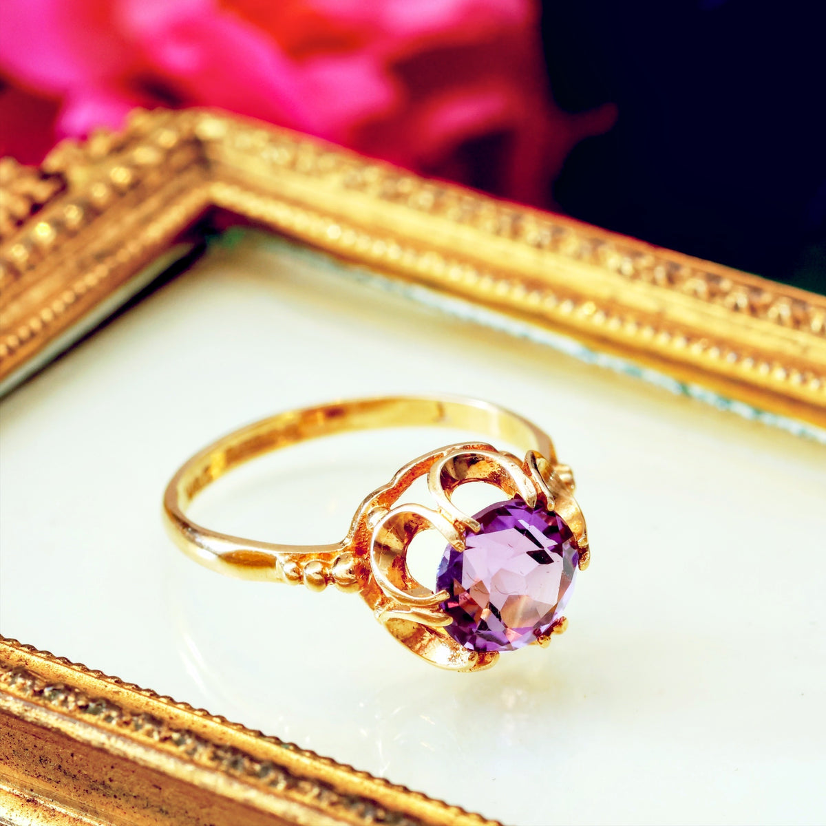 Vintage Date 1974 Lilac Amethyst Gem Ring