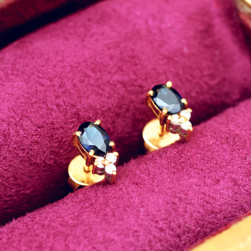 Vintage Sapphire & Diamond Earrings