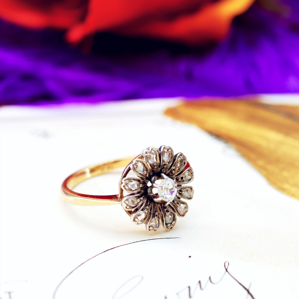 Perennial Beauty! Antique Daisy Diamond Cluster Ring