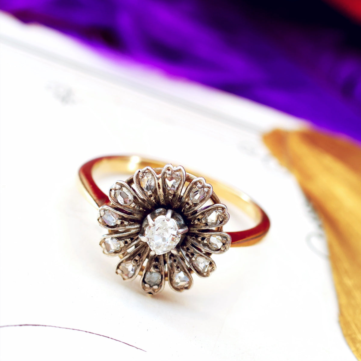 Perennial Beauty! Antique Daisy Diamond Cluster Ring