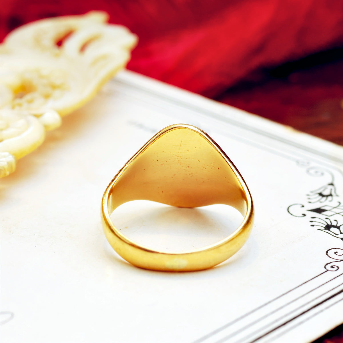 Antique 18ct Gold Hand Engraved 'EL' Signet Ring