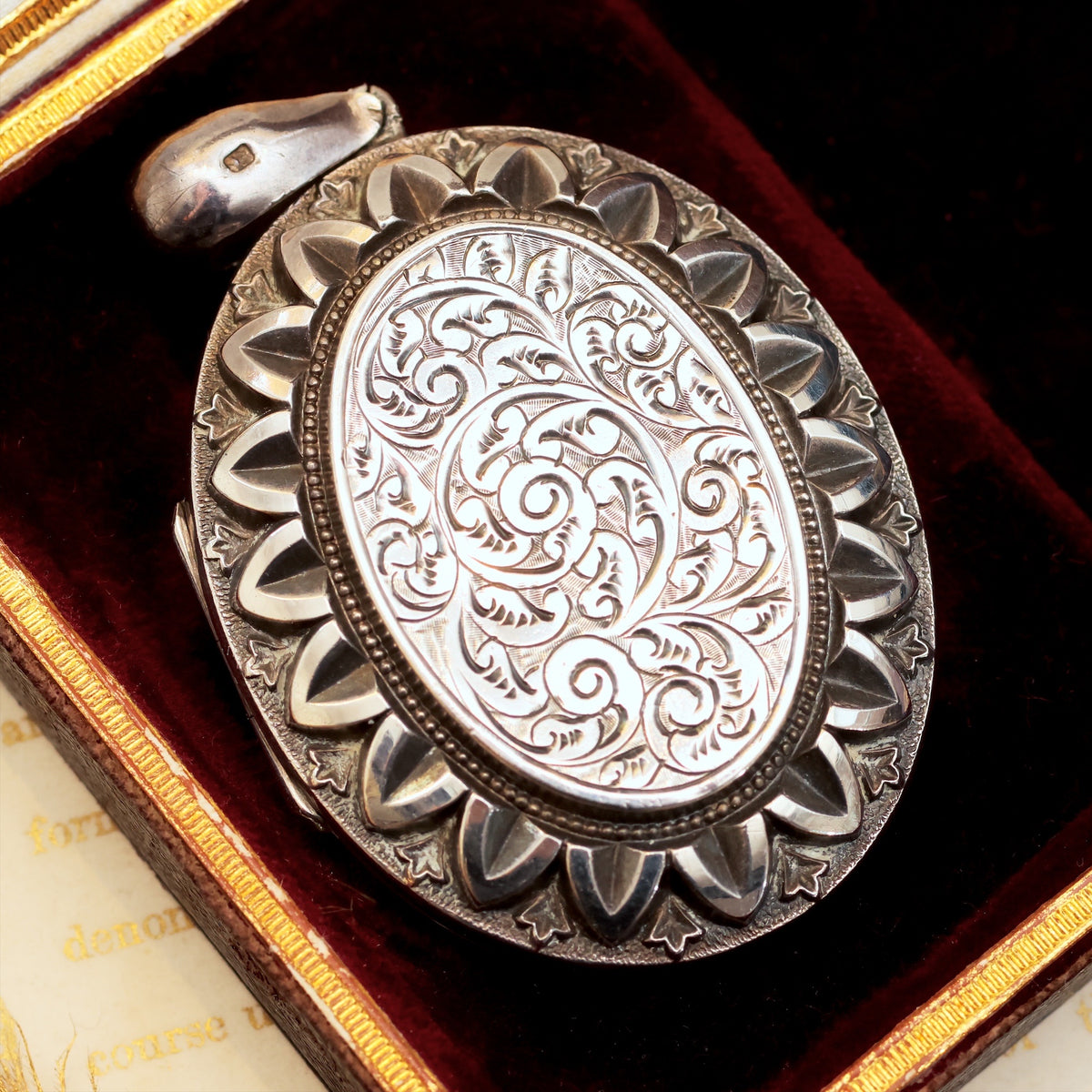 Date 1881 Victorian Aesthetic Movement Silver Locket