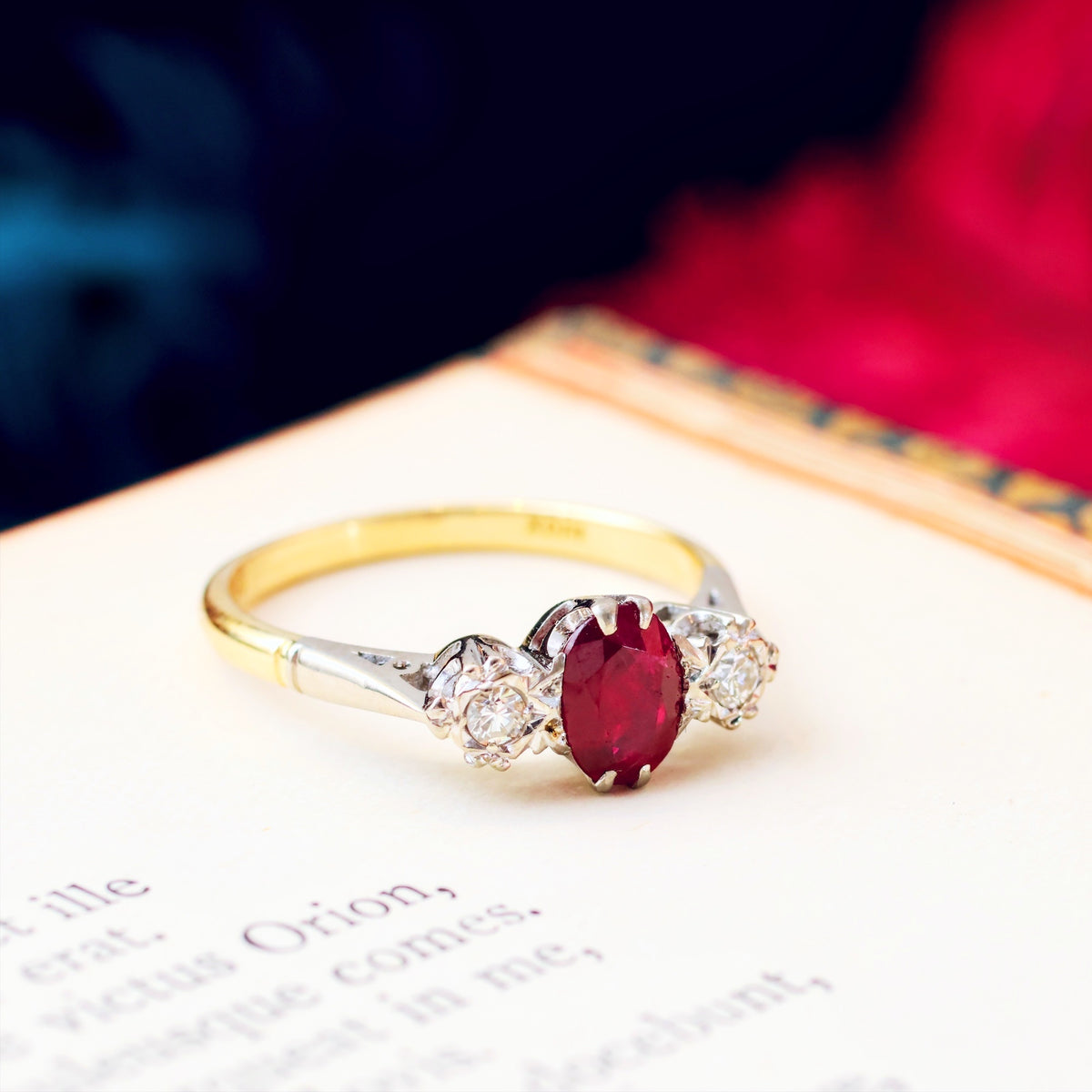 Vintage Ruby & Diamond Trilogy Engagement Ring