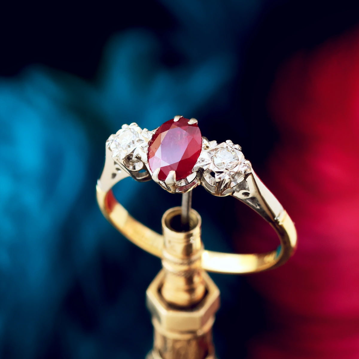 Vintage Ruby & Diamond Trilogy Engagement Ring