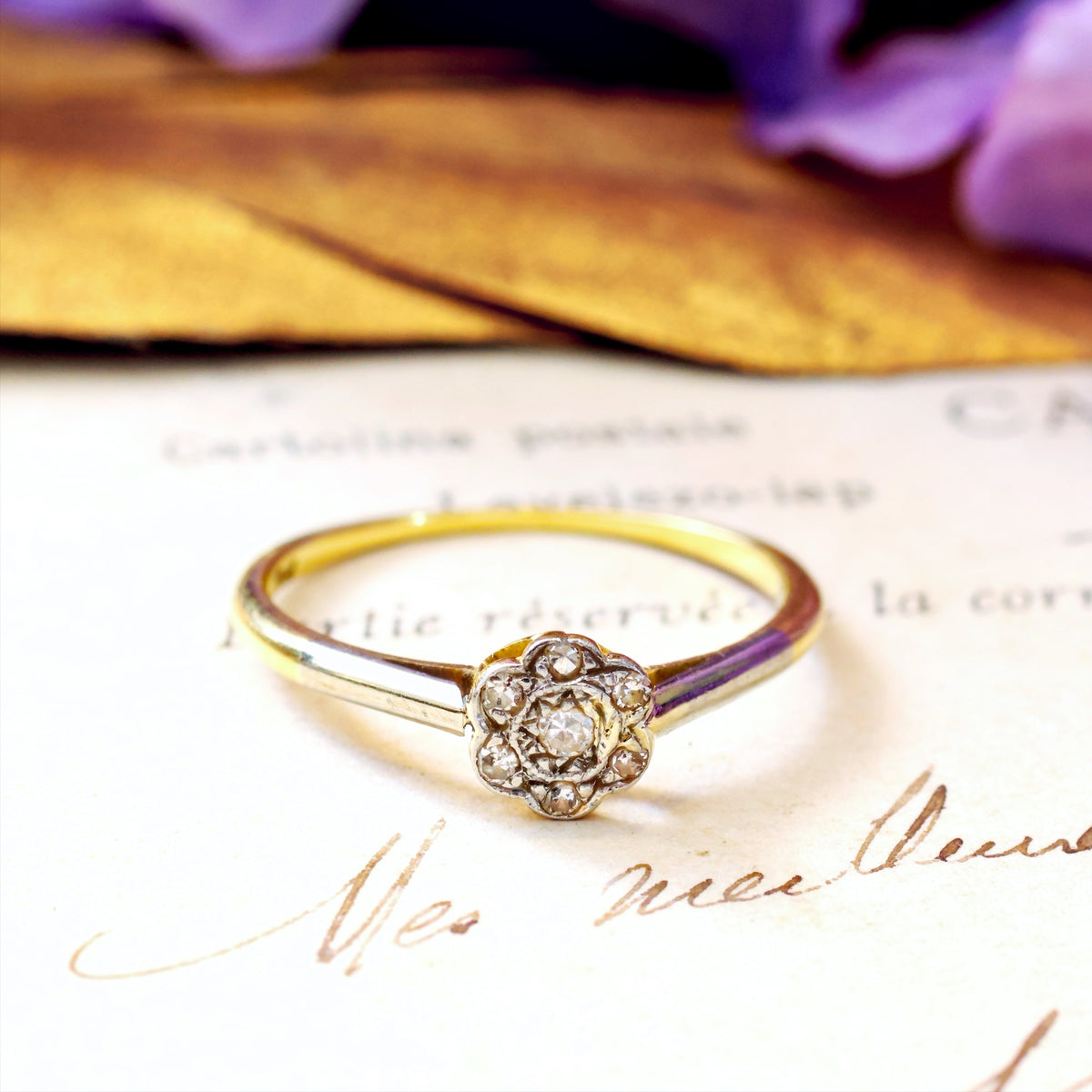 Little Vintage Diamond Daisy Ring