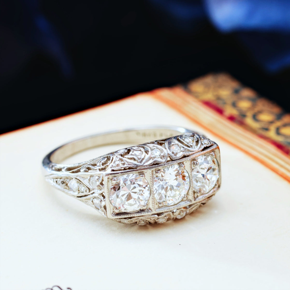 Original Vintage 1920's 1.50ct Birks Filigree Diamond Ring