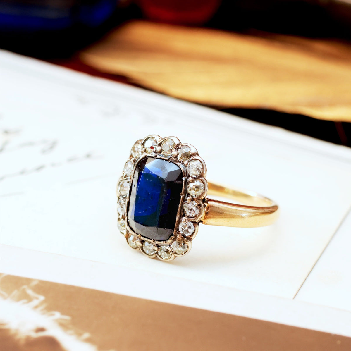 Magical Midnight Blue Sapphire & Diamond Cluster Ring