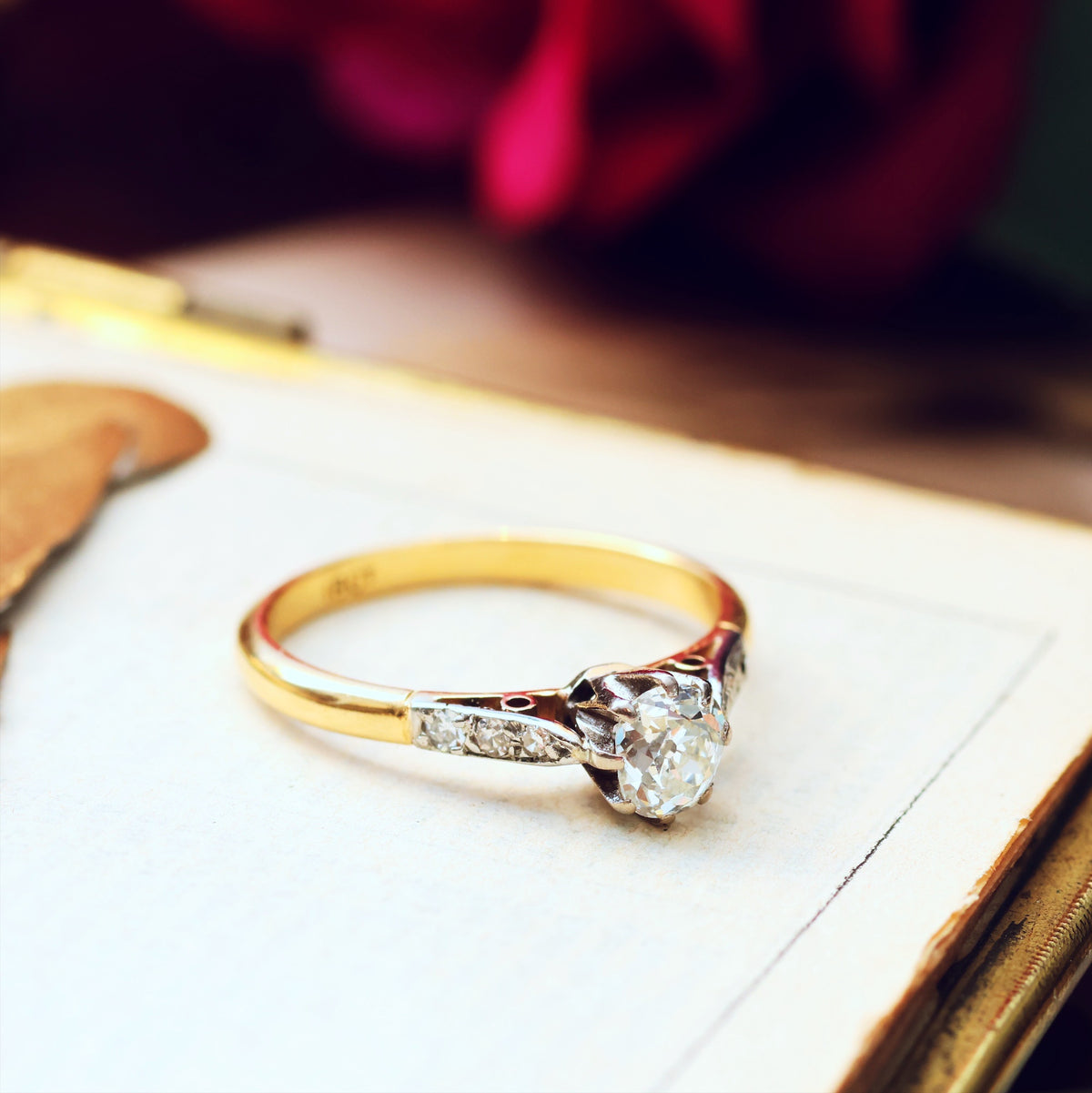 Antique Cushion Cut Diamond Engagement Ring