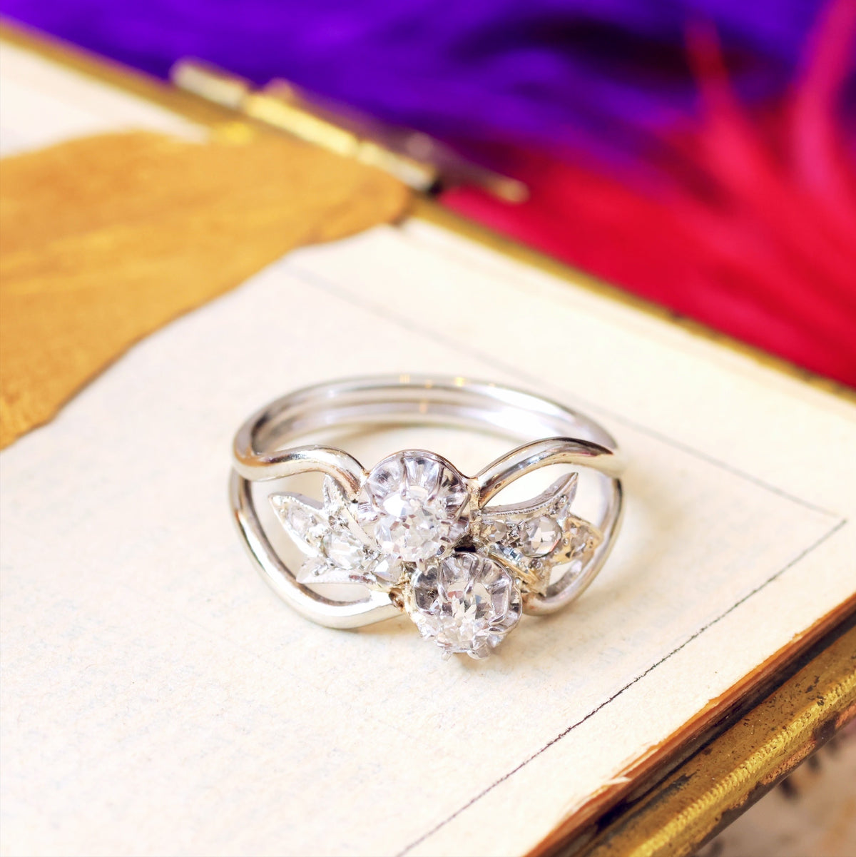 Vintage 'Toi et Moi' Diamond Crossover Ring