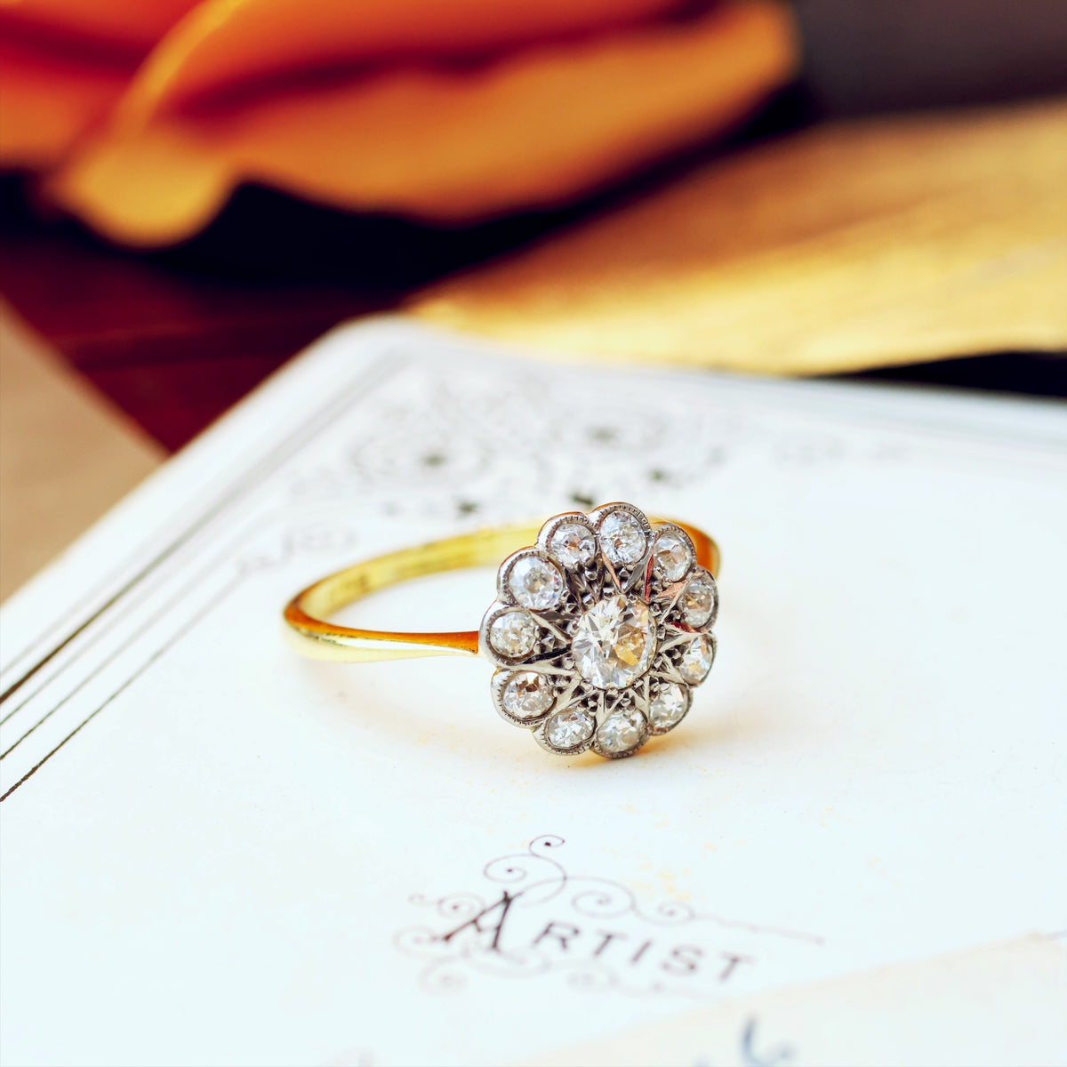 Charismatic Sparkle! Vintage Diamond Cluster Engagement Ring