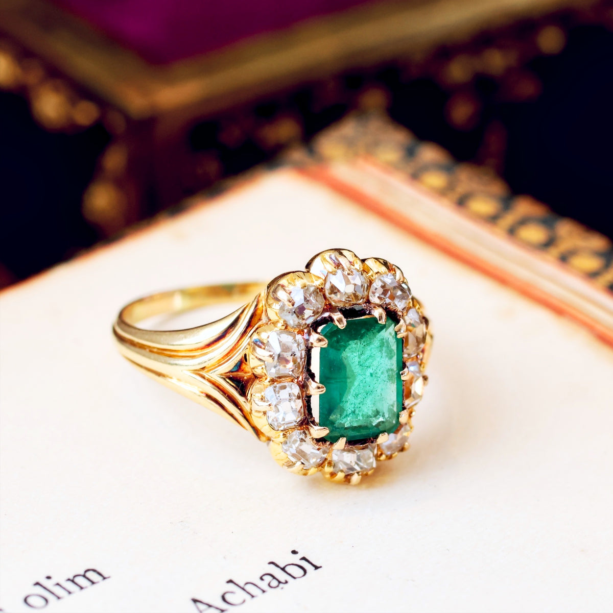 Antique Early Victorian Emerald & Diamond Cluster Ring