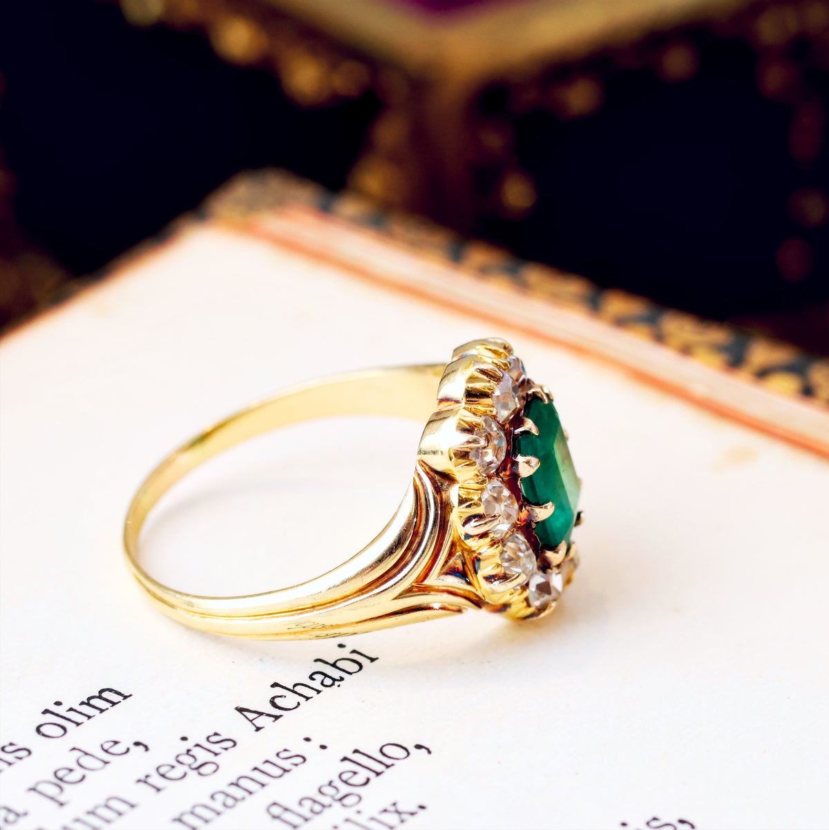 Antique Early Victorian Emerald & Diamond Cluster Ring