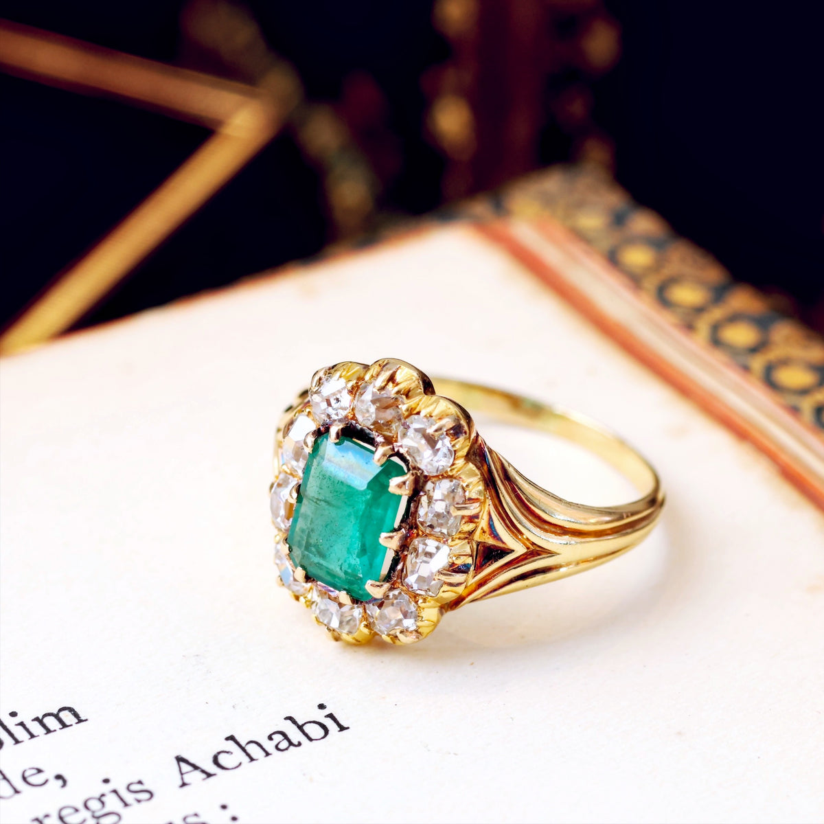 Antique Early Victorian Emerald & Diamond Cluster Ring