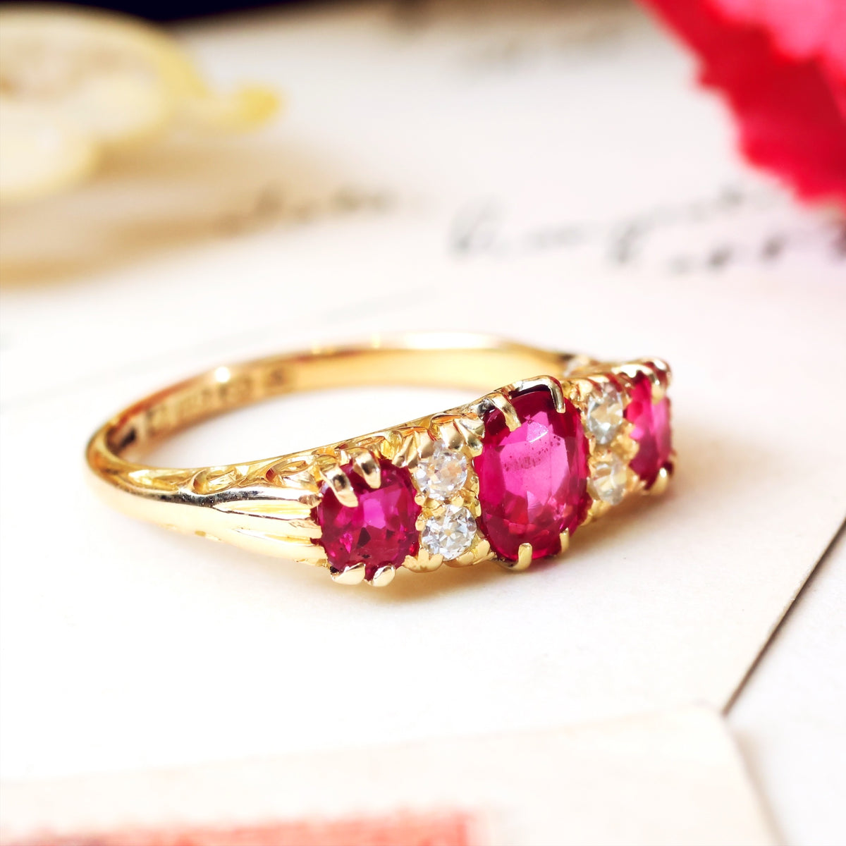 Antique Date 1913 Verneuil Ruby & Diamond Ring