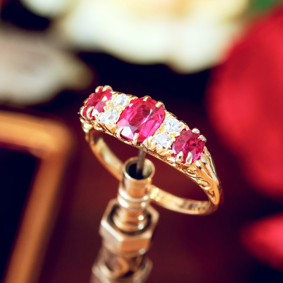 Antique Date 1913 Verneuil Ruby & Diamond Ring