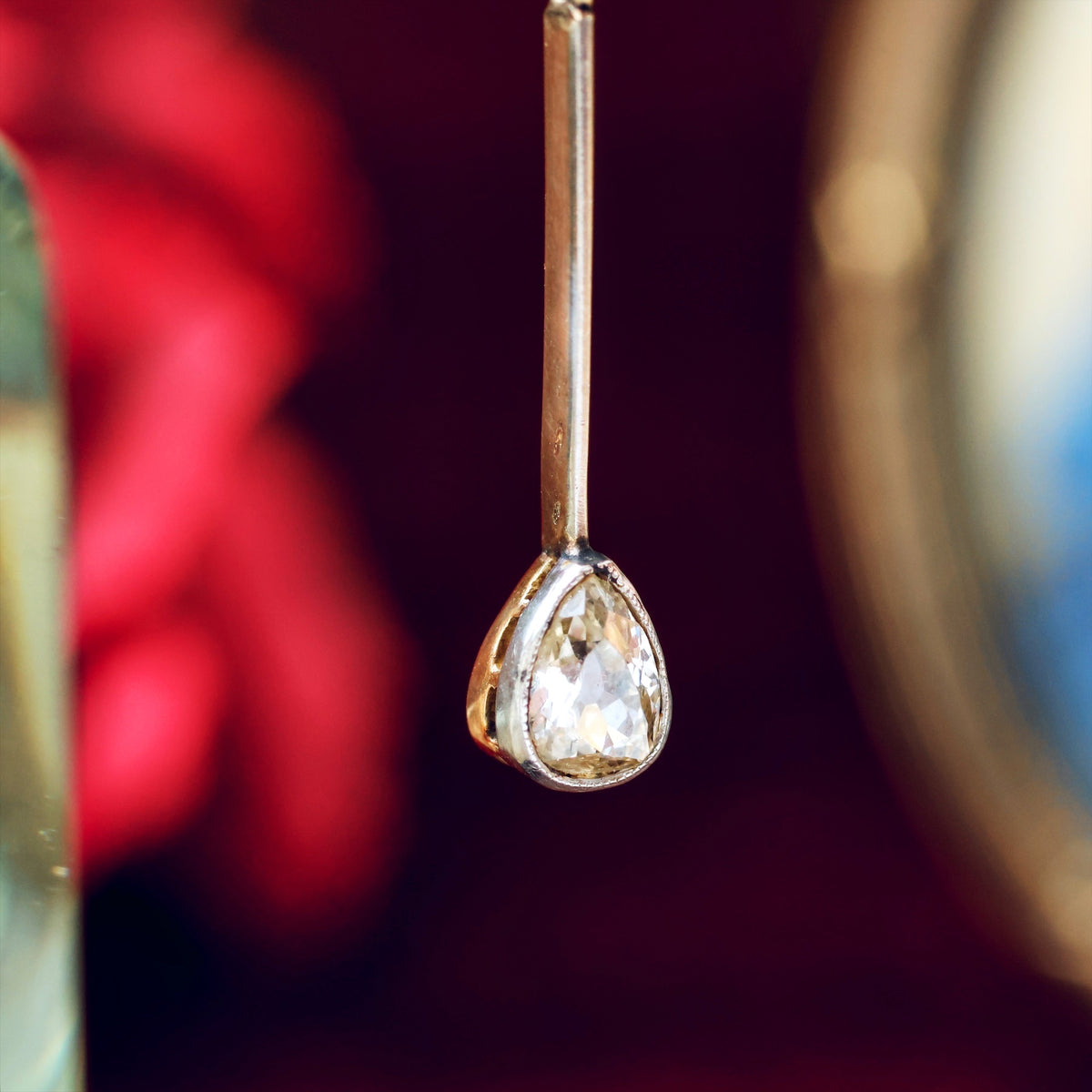 Darling Antique Pear Cut Diamond Pendant