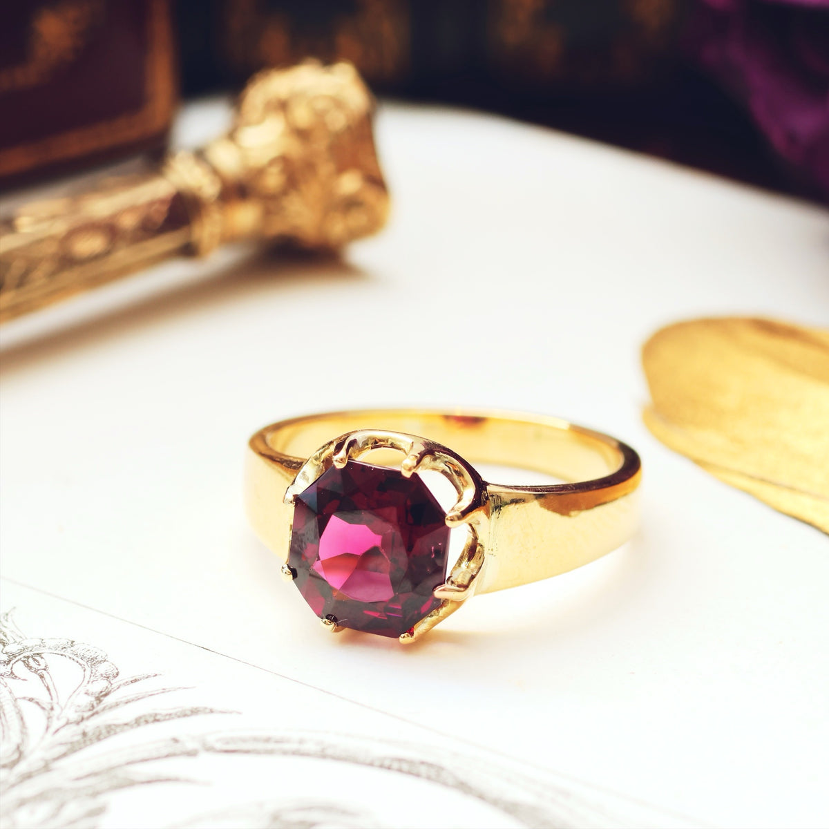 Colour Change Almandine Garnet Ring