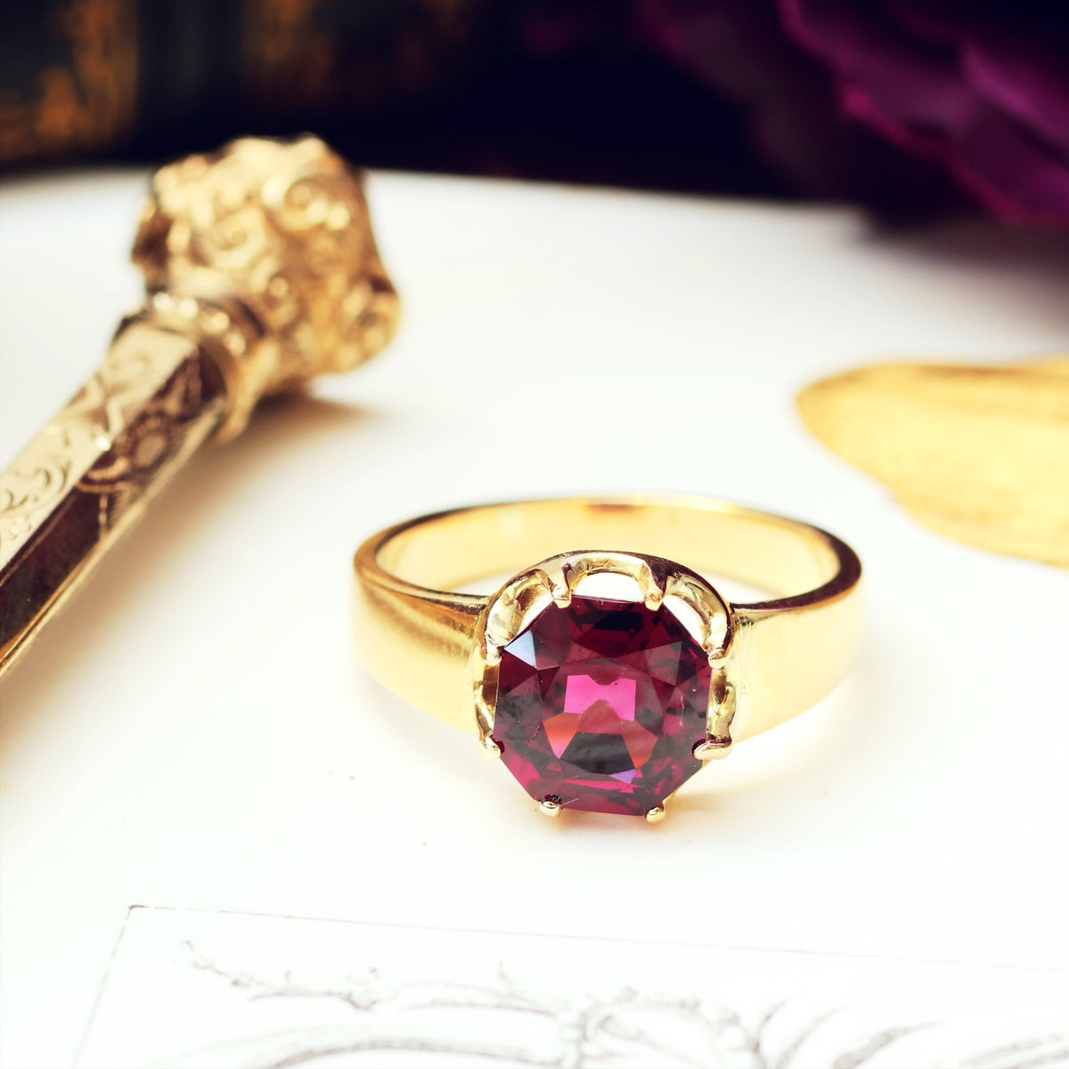 Fascinating Vintage Almandine Garnet Ring