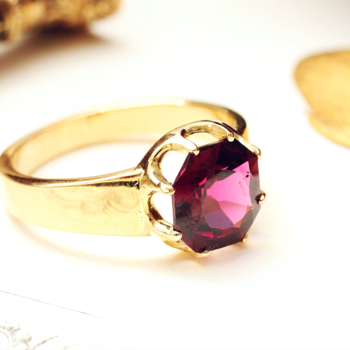 Fascinating Vintage Almandine Garnet Ring