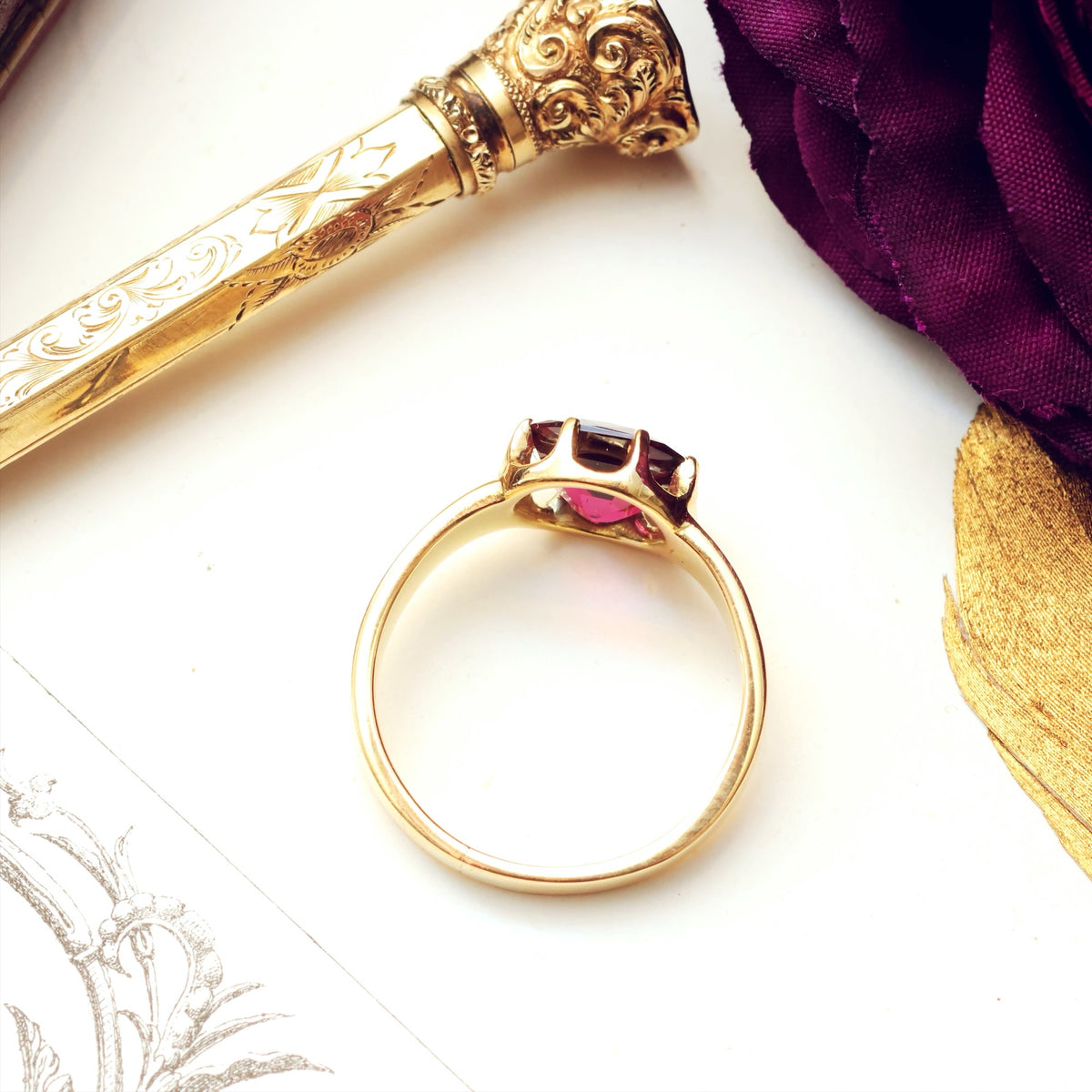 Fascinating Vintage Almandine Garnet Ring