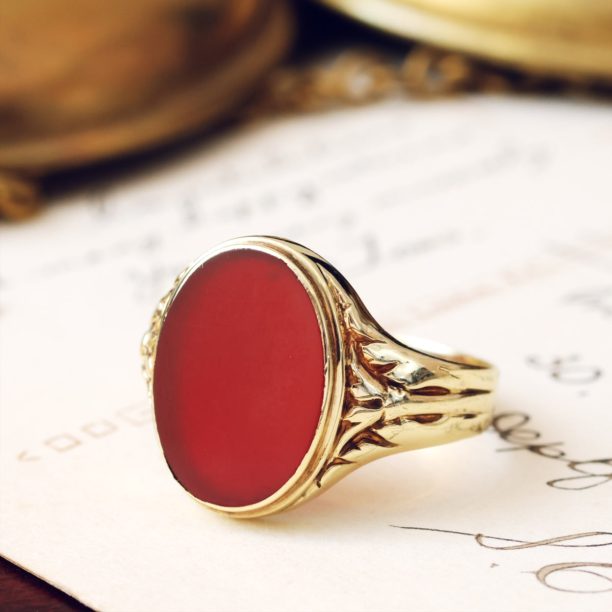 Vintage 8ct Gold Russet Carnelian Signet Ring