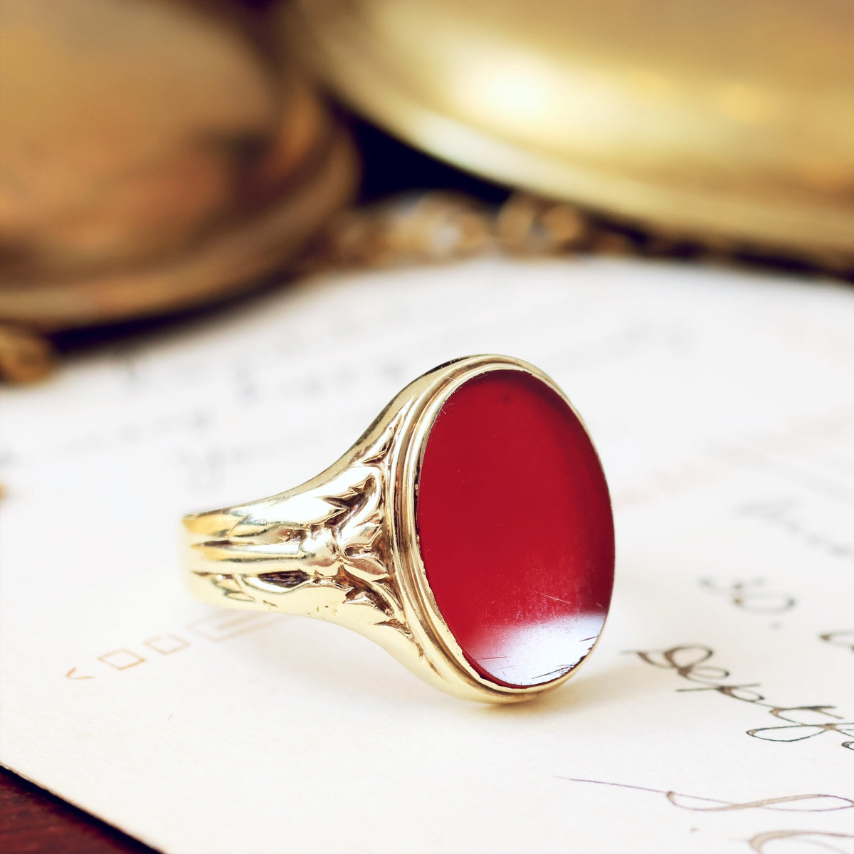 Vintage 8ct Gold Russet Carnelian Signet Ring