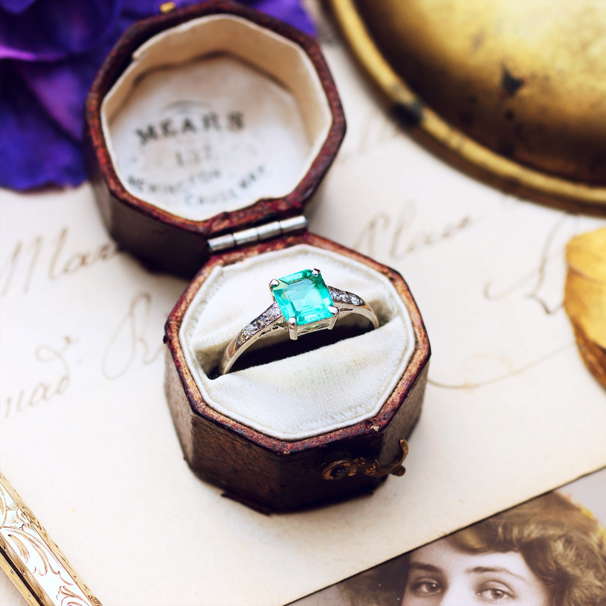 Unique Hand Crafted Vintage Emerald & Diamond Ring