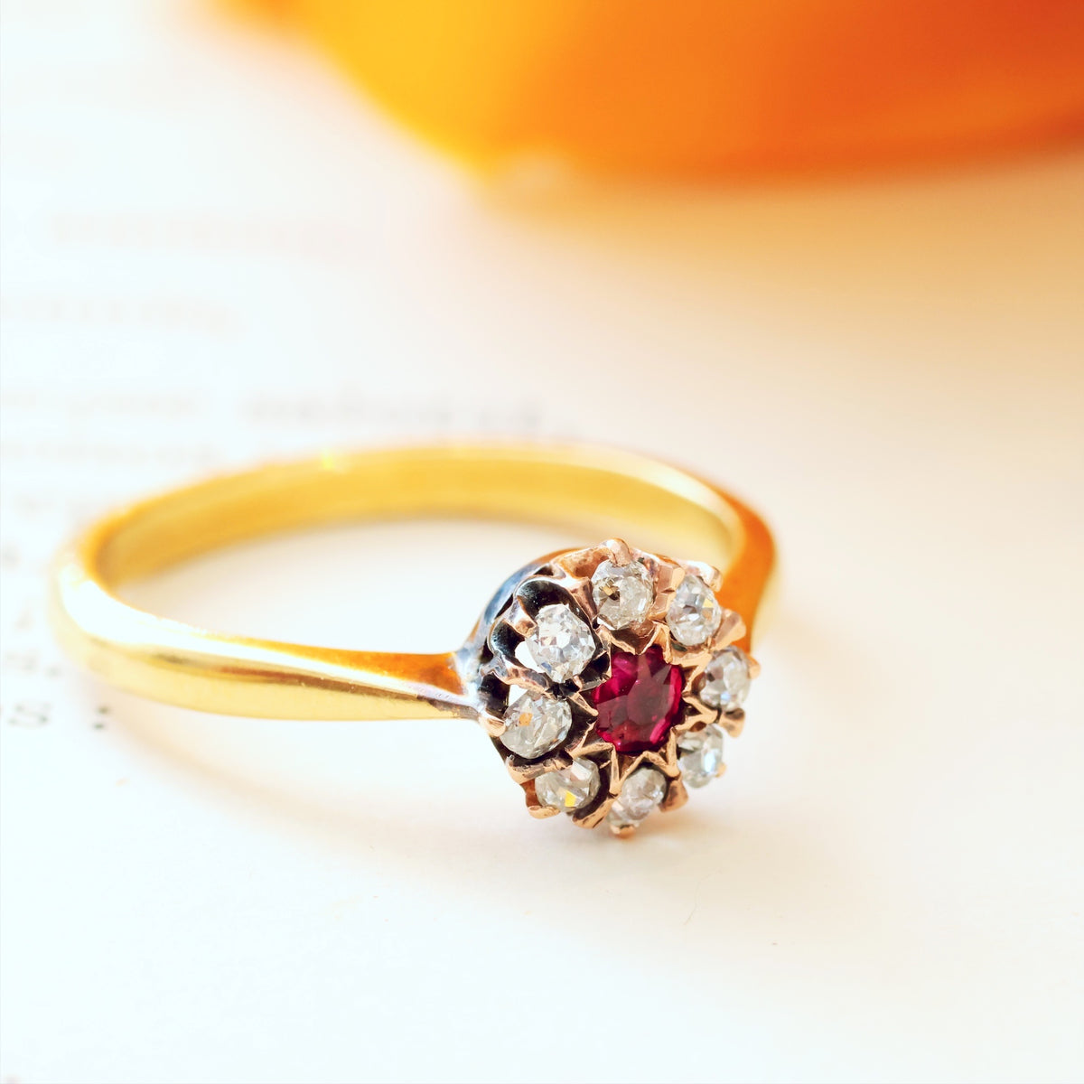 Charming Little Ruby & Diamond Flower Ring