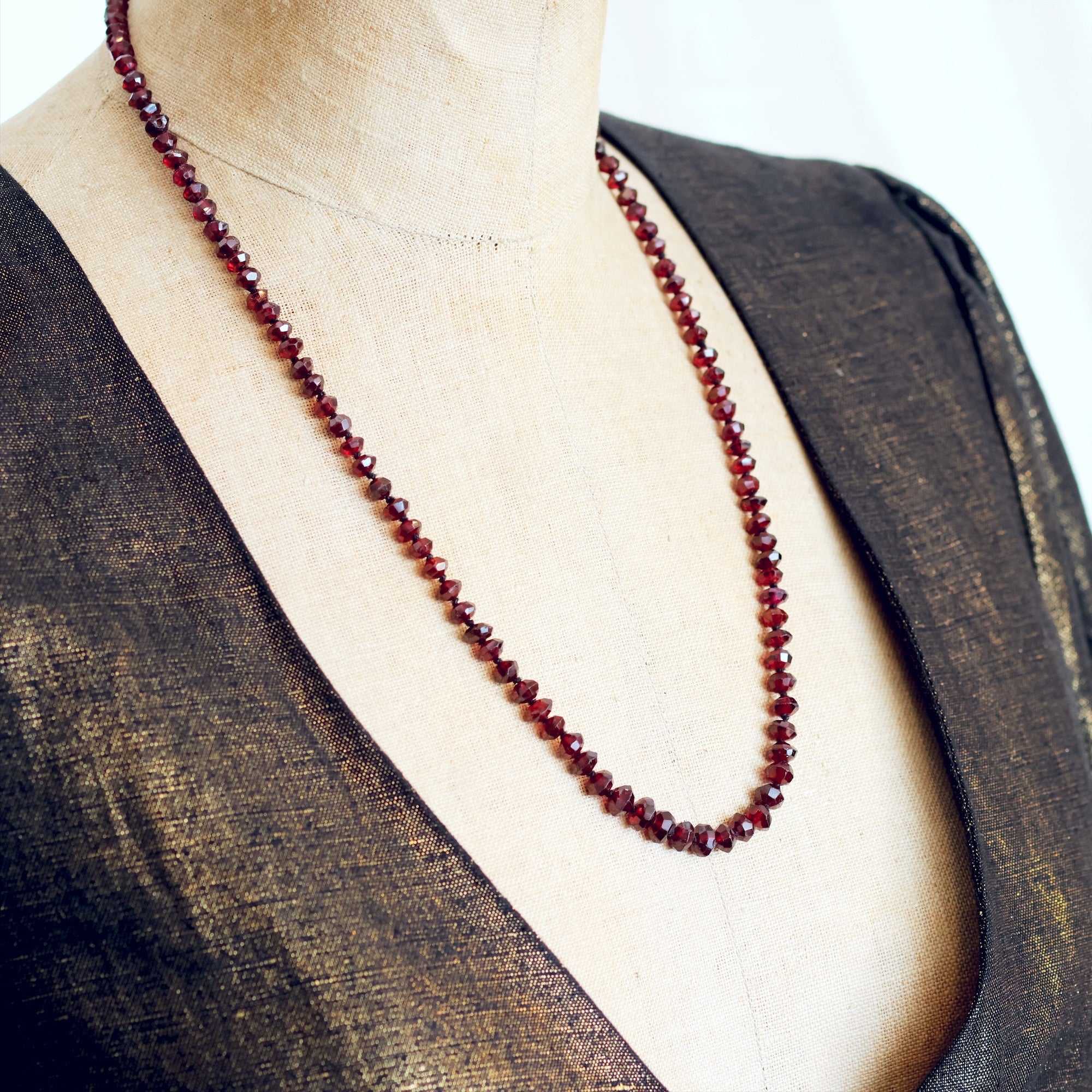 Gaia Garnet gold plated necklace and Miyuki beads sewn cheapest hand