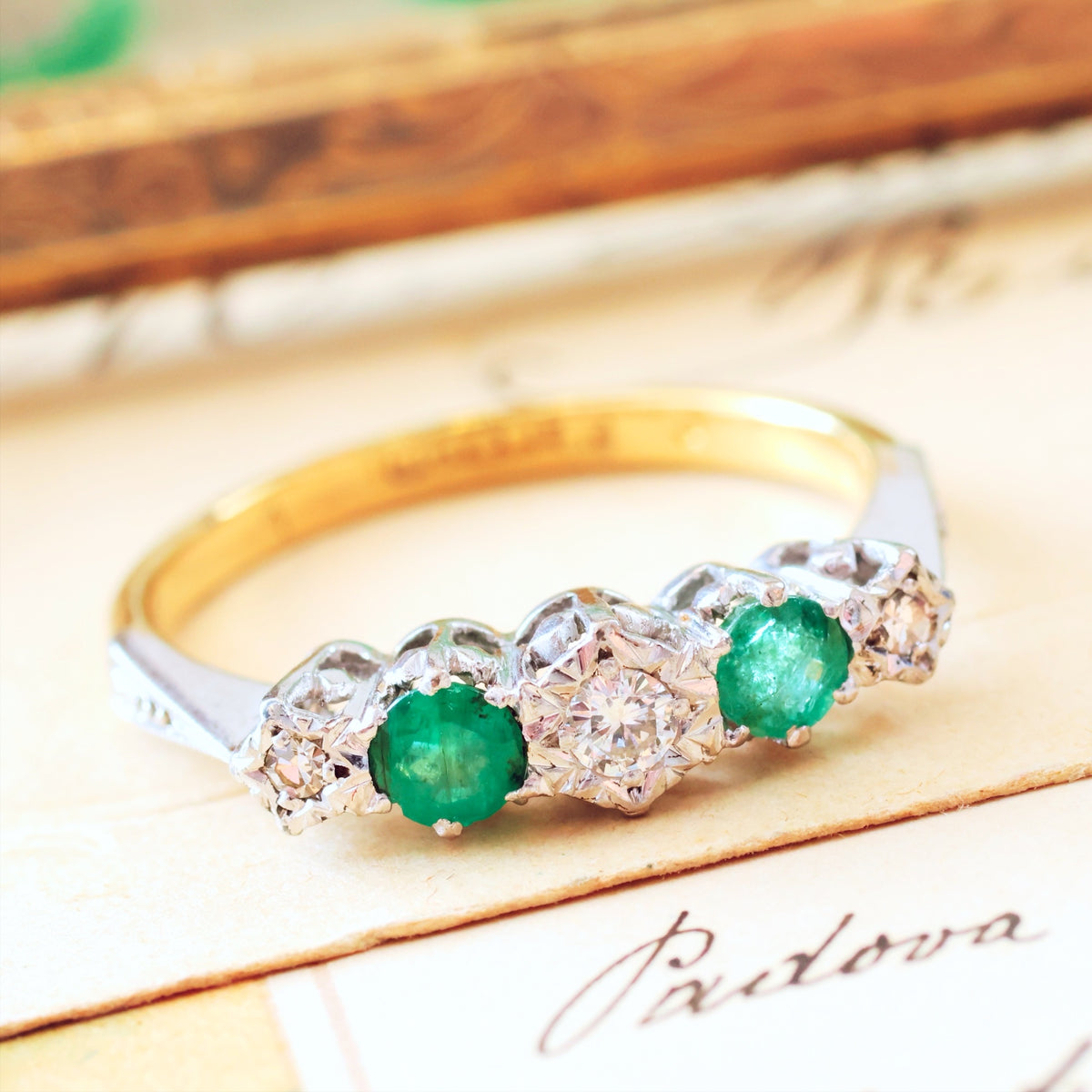 Vintage Emerald & Diamond Engagement Ring