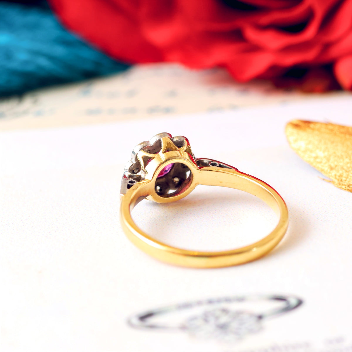 Vintage Romance! Ruby & Diamond Daisy Ring