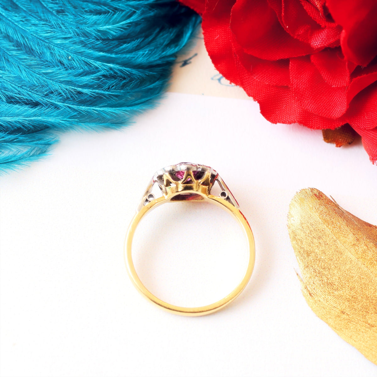 Vintage Romance! Ruby & Diamond Daisy Ring