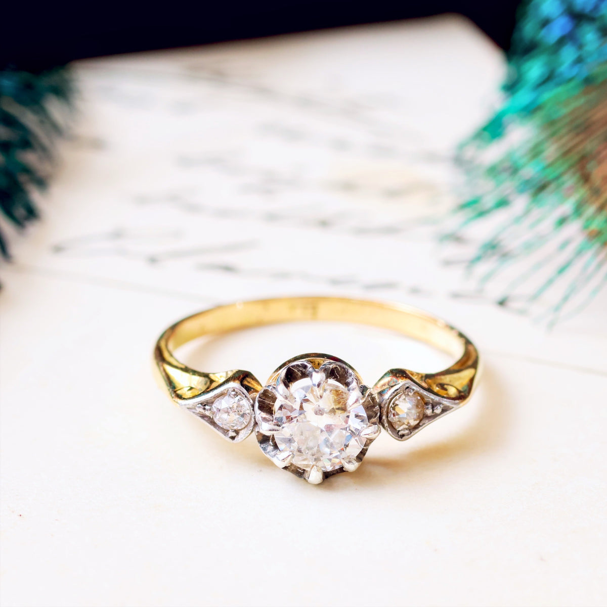 Vintage Hand Cut Diamond Engagement Ring