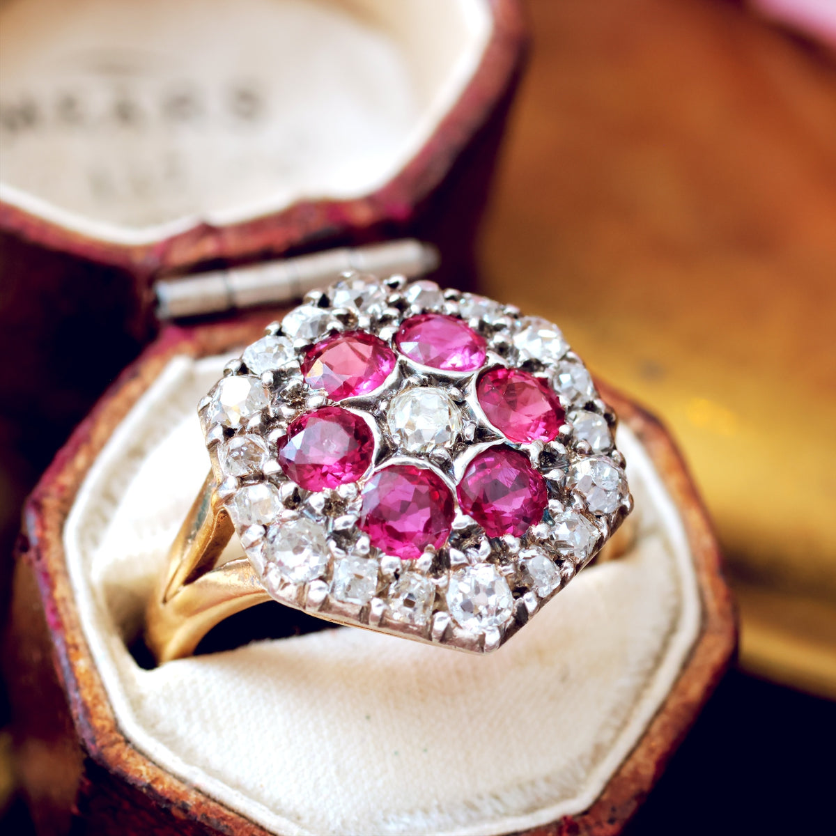 Ruby & Diamond Cluster Ring