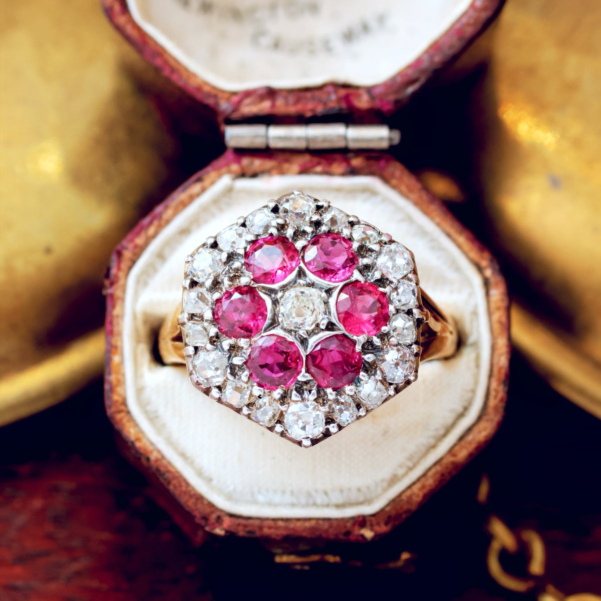 Sensational Vintage Ruby & Diamond Cluster Ring