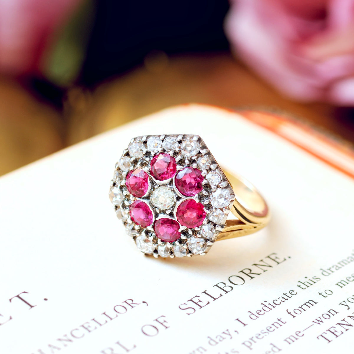 Sensational Vintage Ruby & Diamond Cluster Ring