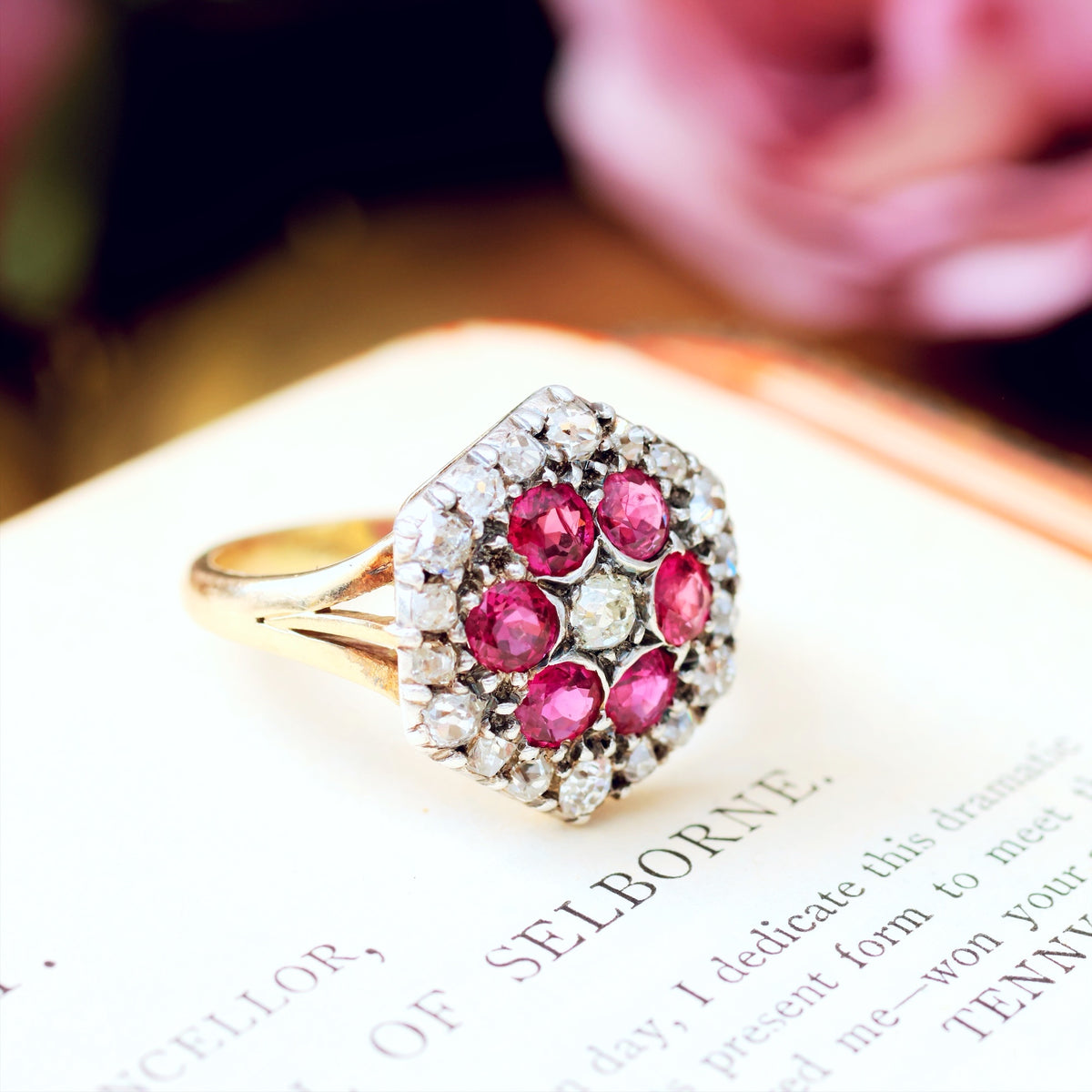 Sensational Vintage Ruby & Diamond Cluster Ring