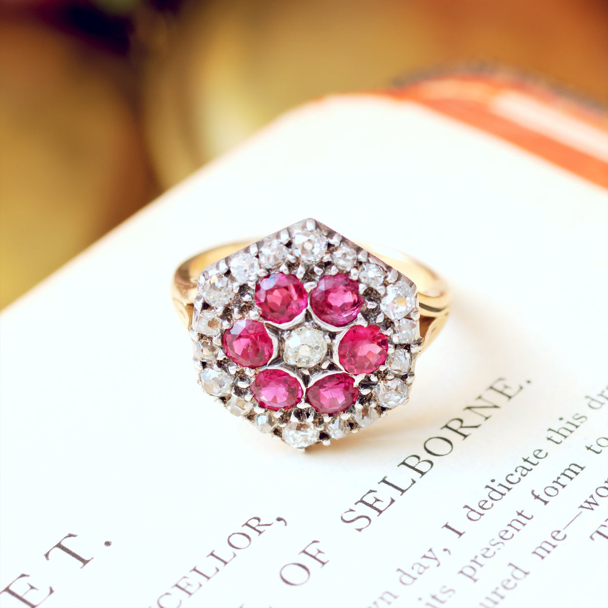 Sensational Vintage Ruby & Diamond Cluster Ring